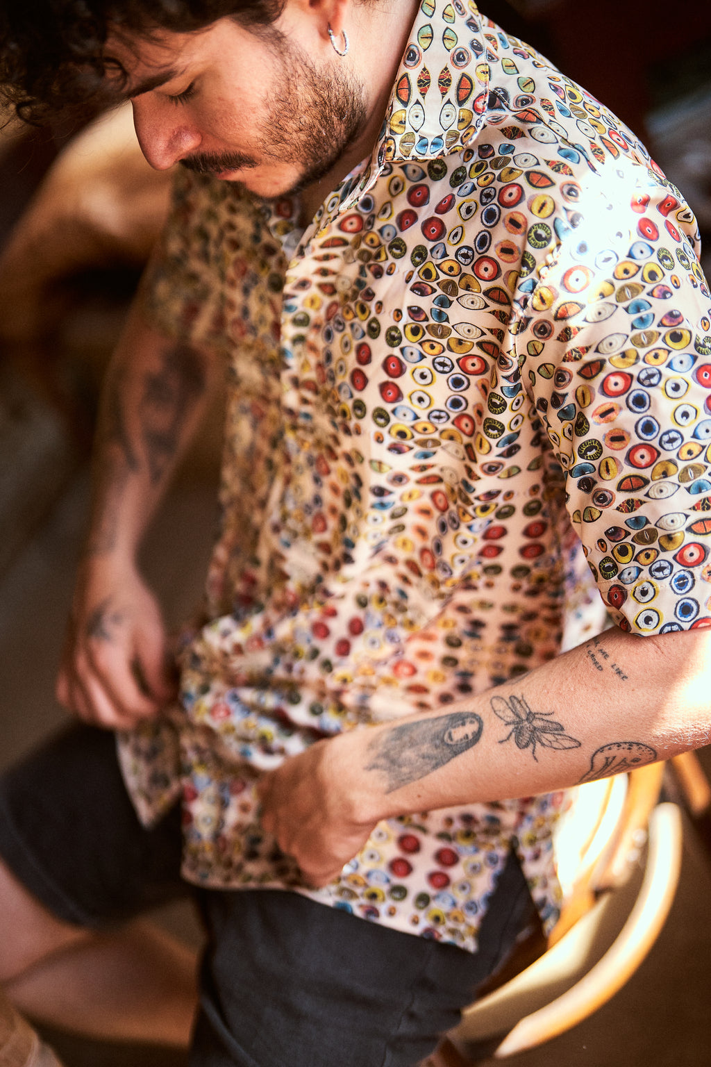 Camisa ojos salvajes Beige - Hombre