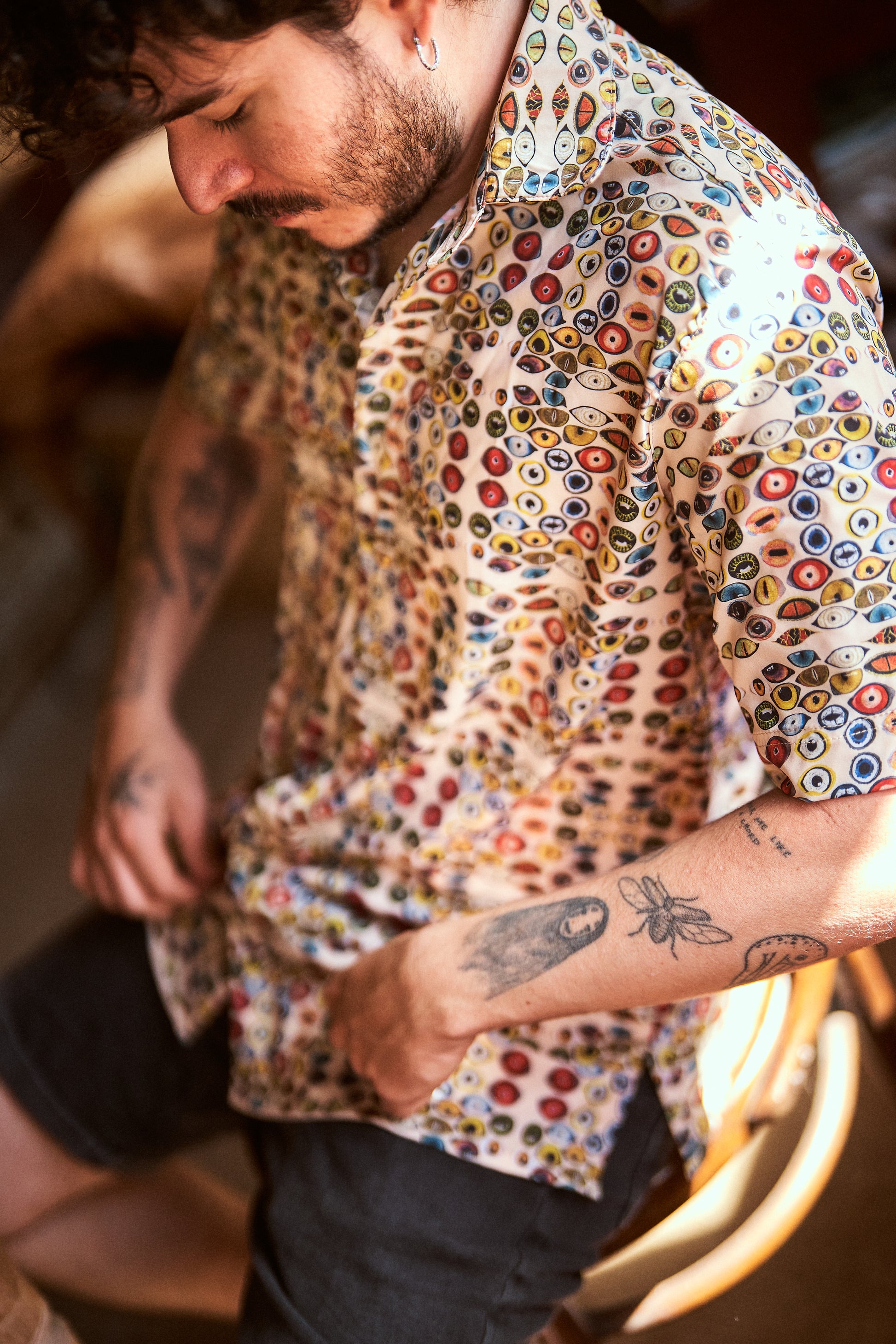 Camisa ojos salvajes Beige - Hombre