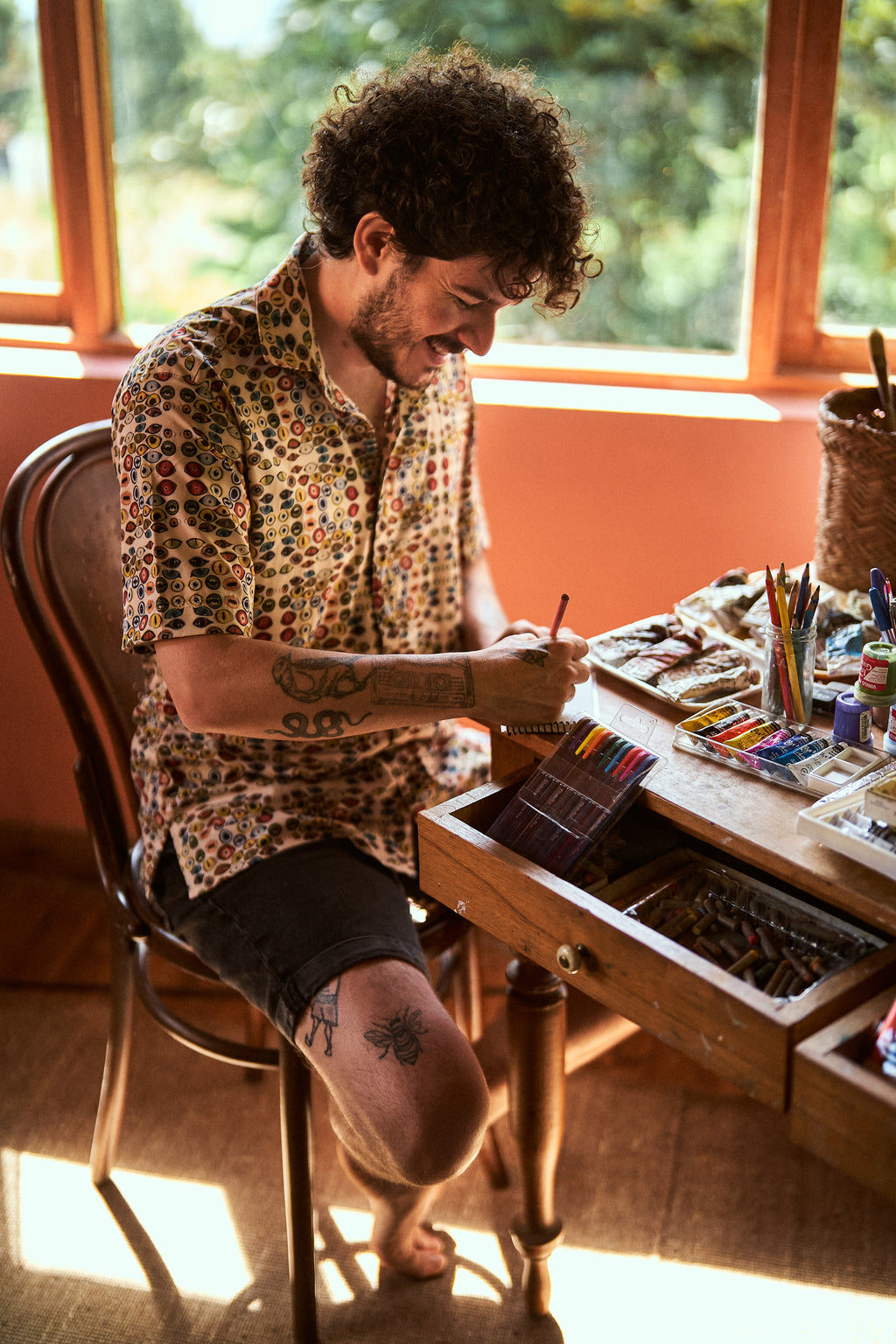 Camisa ojos salvajes Beige - Hombre