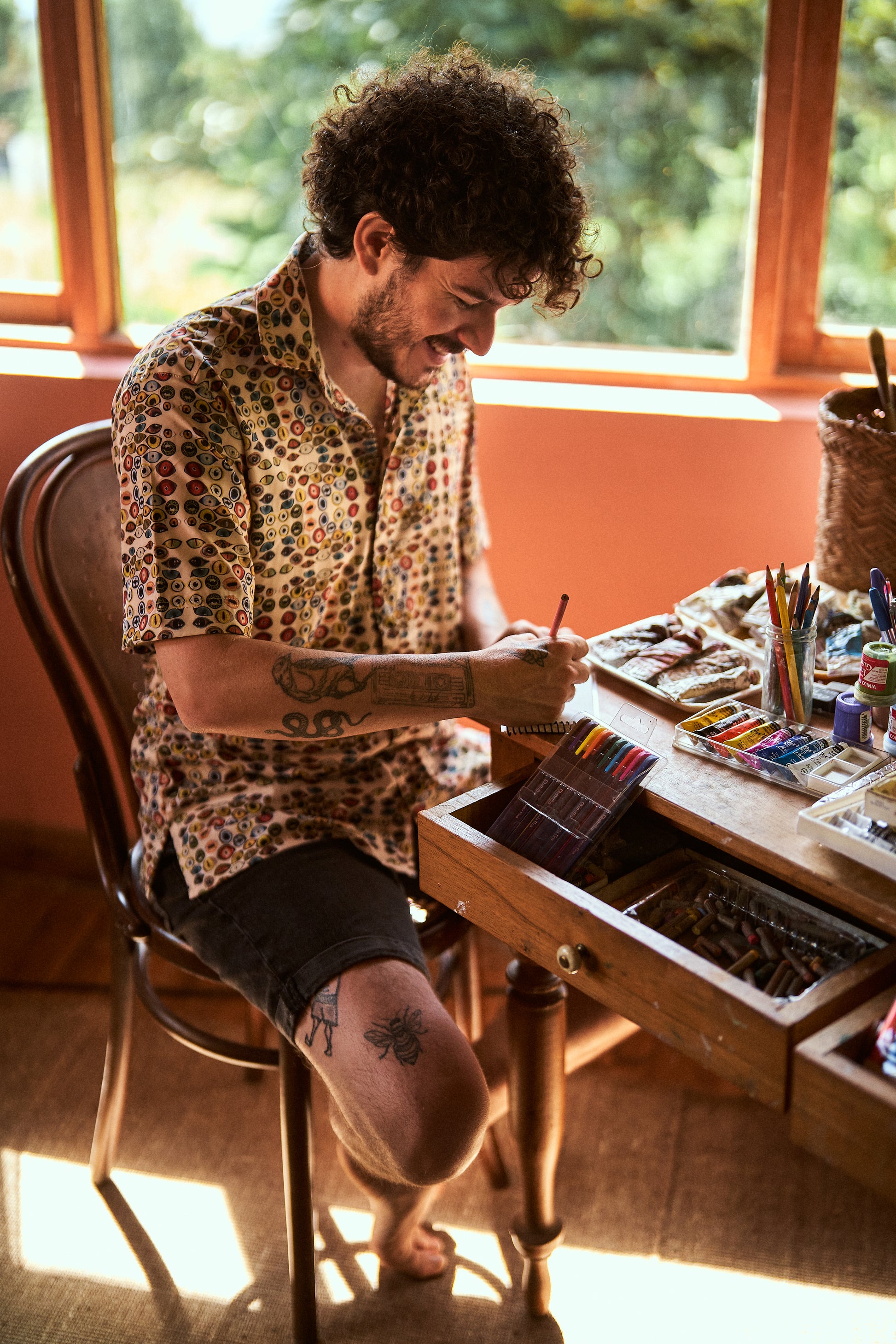 Camisa ojos salvajes Beige - Hombre